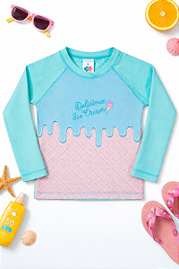 Camiseta Praia Proteção UV Manga Longa Infantil Sorvetes – Tip Top