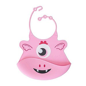 Babador De Silicone Papi Monstrinhos Baby Com Bolso