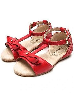Sandália Infantil Aurora em Couro Vermelho Peper