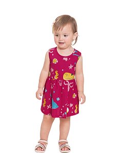 Vestido Bebê/Infantil Menina Fundo do Mar Pink - Alenice