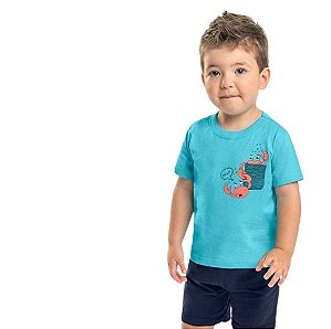 Conjunto Bee Loop Camiseta Meia Malha e Bermuda Moletinho