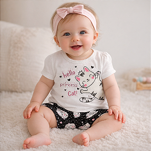 Conjunto Hello Princess Cat Branco