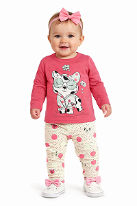 Conjunto Moletom Bebê Menina Cute Rosa - Elian