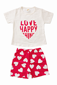 Pijama Infantil Menina Love Happy – 100% Algodão