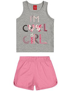 Conjunto Elian Infantil Menina Verão com Estampa Cool Girl Corações