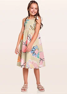 Vestido Midi Infantil Fakini Bege