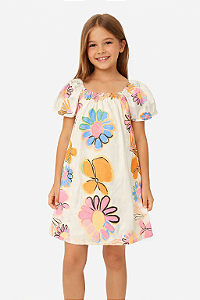 Vestido Infantil Fakini Floral Colorido
