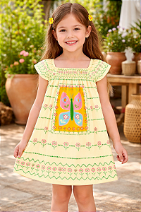 Vestido Menina Estampa Borboleta Fakini