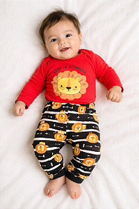 Conjunto Bebê Body + Calça Estampada Leão 🦁