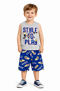 Conjunto Infantil Masculino Marisol Play Regata e Bermuda Estampada