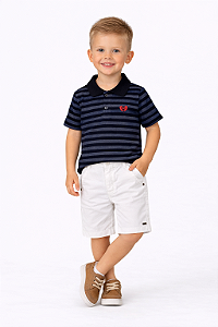 Conjunto Infantil Masculino Camisa Polo e Bermuda Sarja