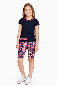 Conjunto Infantil Feminino Blusa e Bermuda Ciclista
