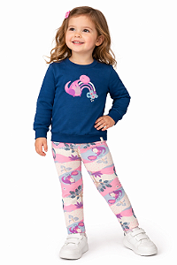 Conjunto Infantil Feminino Elian Blusão Moletom Flanelado + Calça Legging Cotton Flanelada