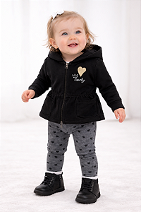 Conjunto Infantil Feminino Kely Kety – Moletom com Capuz + Legging Estampada