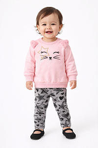 Conjunto de Moletom Infantil Menina Kely Kety com Legging em Cotton