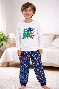 Pijama Infantil Masculino Brilha no Escuro 100% Algodão