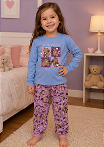 Pijama Infantil Feminino 100% Algodão – Estampa Mágica que Brilha no Escuro