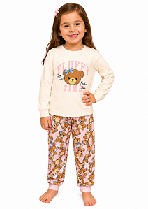 Pijama Infantil Feminino 100% Algodão – Estampa que Brilha no Escuro