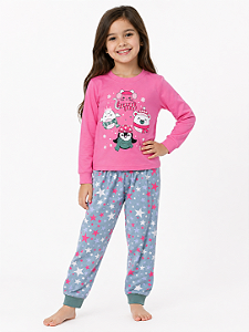 Pijama Infantil Feminino 100% Algodão – Estampa que Brilha no Escuro