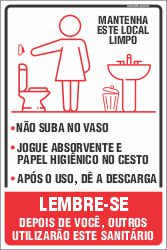 Placa de higiene do banheiro feminino