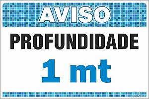 Placa de Aviso de Piscina profundidade 1 mt