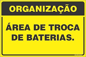 Placa de organização área de troca de baterias.