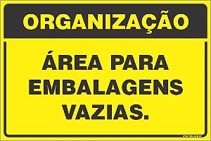 Placa de organização área para  embalagens vazias.