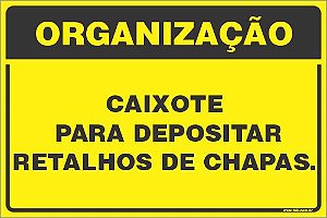 Placa de organização caixote  para depositar retalhos de chapas.