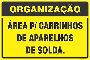 Placa de organização área p/ carrinhos de aparelhos de solda.