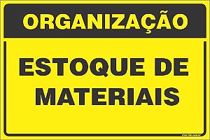 Placa de organização estoque de materiais