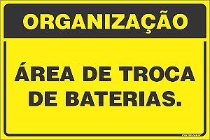 Placa de organização área de troca de baterias.