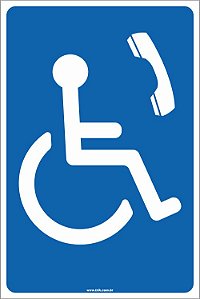 Placa de acessibilidade telefone com acessibilidade para cadeirante