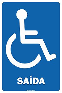 Placa de acessibilidade saída com acessibilidade para cadeirante