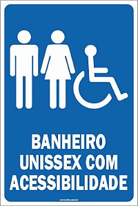 Placa de acessibilidade banheiro unissex com acessibilidade