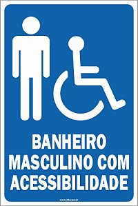 Placa de acessibilidade banheiro  masculino com acessibilidade