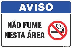 Placa de aviso não fume nesta área