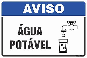 Placa de aviso água  potável