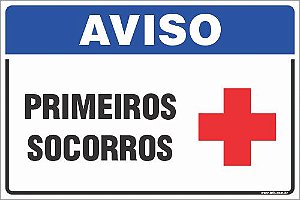Placa de aviso primeiros socorros