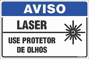 Placa de aviso laser use protetor de olhos