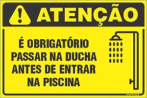 Placa de condomínio é obrigatório passar na ducha antes de entrar na piscina