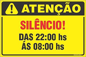 Placa de condomínio silêncio! das 22:00 hs ás 08:00 hs
