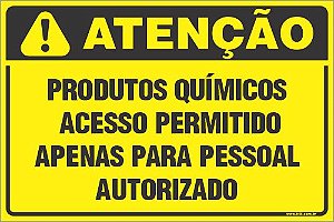 Placa de condomínio produtos químicos acesso permitido apenas para pessoal autorizado