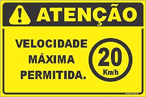 Placa de condomínio velocidade máxima  permitida 20km