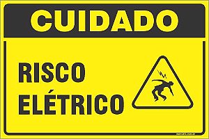 Placa de cuidado risco  elétrico