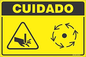 Placa de cuidado riscos de esmagar as mãos ou ser puxado
