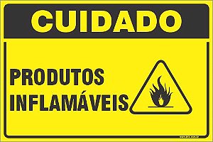 Placa de cuidado produtos inflamáveis