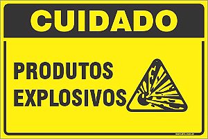 Placa de cuidado produtos explosivos