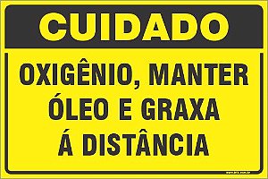 Placa de cuidado oxigênio, manter  óleo e graxa  á distância