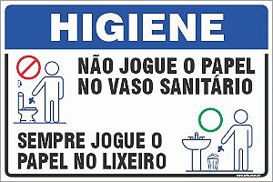 PLACA NÃO JOGUE PAPEL NO VASO SANITÁRIO