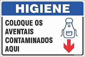 Placa de higiene coloque os  aventais contaminados  aqui